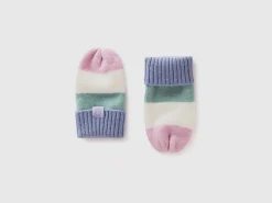Multicolor striped mittens