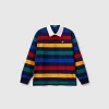 Multicolor striped rugby polo