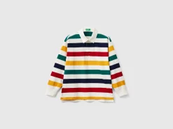 Multicolor striped rugby polo