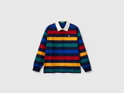 Multicolor striped rugby polo