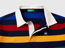 Multicolor striped rugby polo