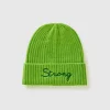 Neon green beanie with embroidery