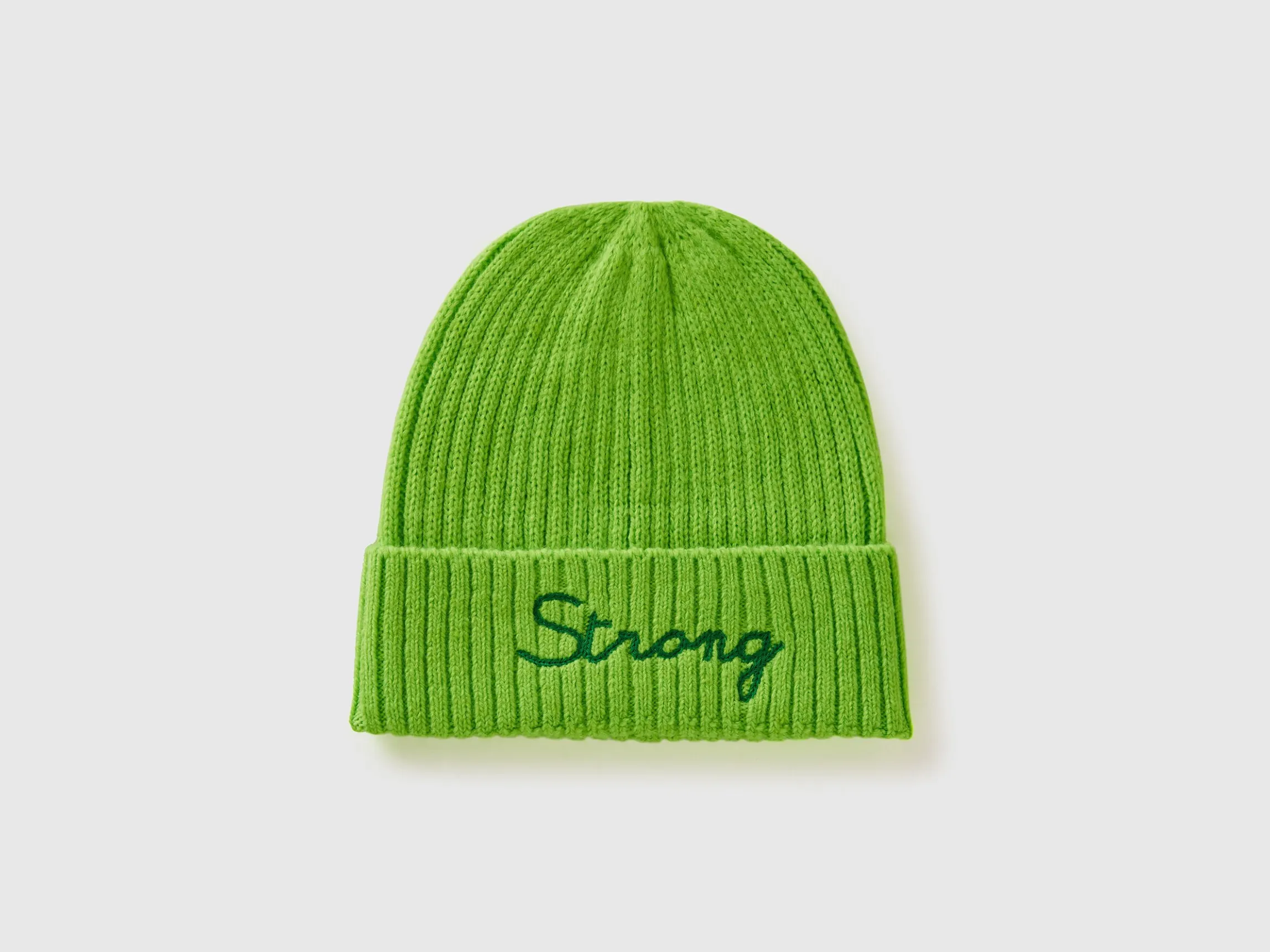 Neon green beanie with embroidery