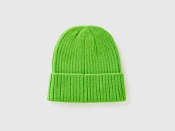 Neon green beanie with embroidery