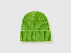 Neon green beanie with embroidery