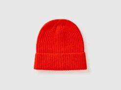 Neon orange beanie with embroidery