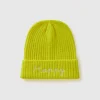 Neon yellow beanie with embroidery