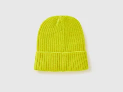 Neon yellow beanie with embroidery