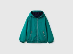 Nylon jacket with hood