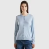 Ocean blue cardigan in wool and cashmere blend