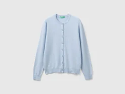 Ocean blue cardigan in wool and cashmere blend