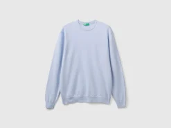 Ocean blue crew neck sweater in pure Merino wool
