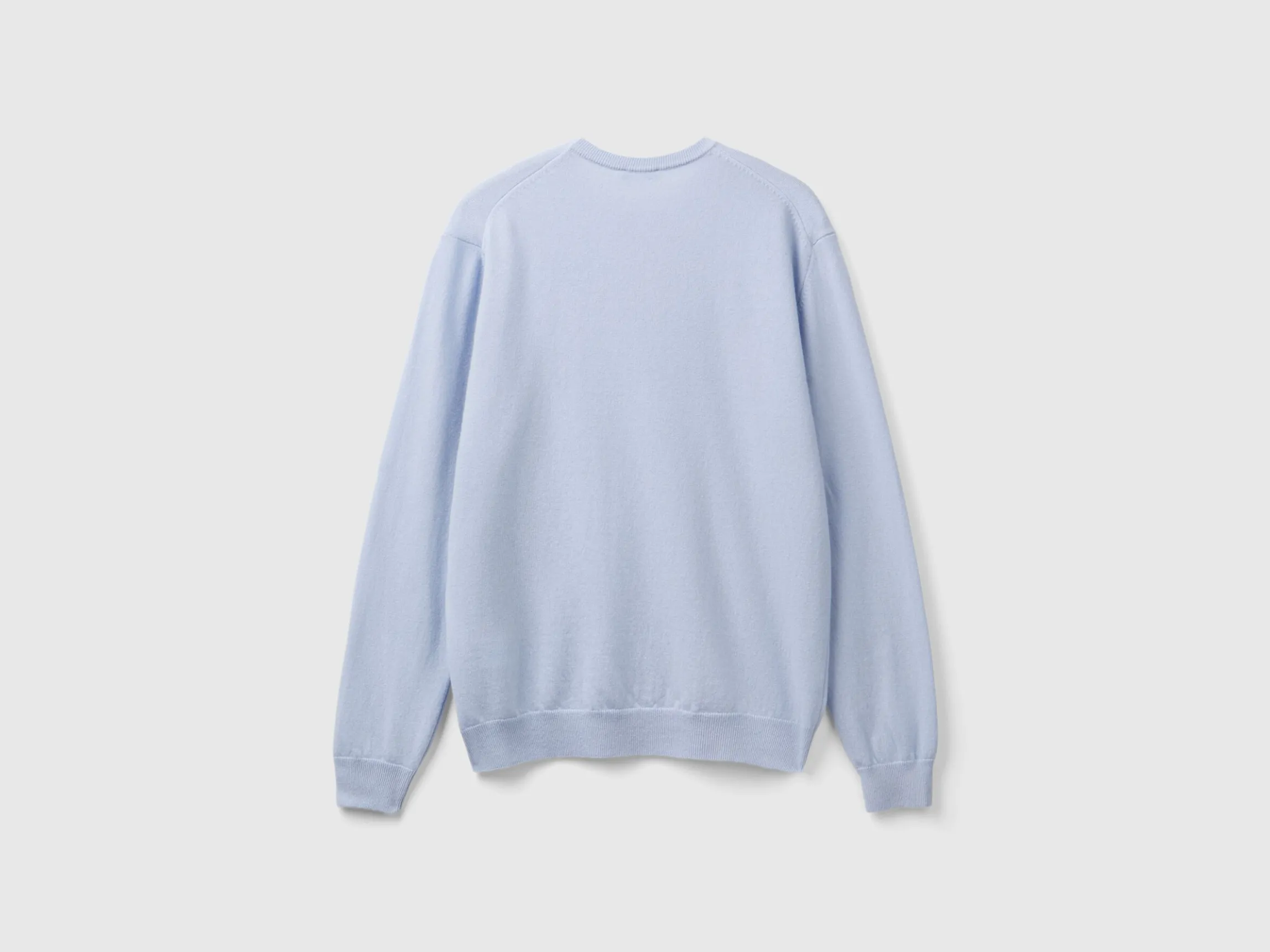 Ocean blue crew neck sweater in pure Merino wool