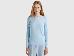 Ocean blue long sleeve t-shirt in 100% cotton