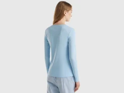 Ocean blue long sleeve t-shirt in 100% cotton