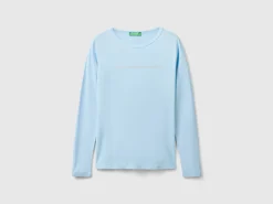 Ocean blue long sleeve t-shirt in 100% cotton