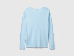 Ocean blue long sleeve t-shirt in 100% cotton