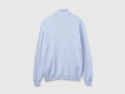 Ocean blue turtleneck in pure Merino wool