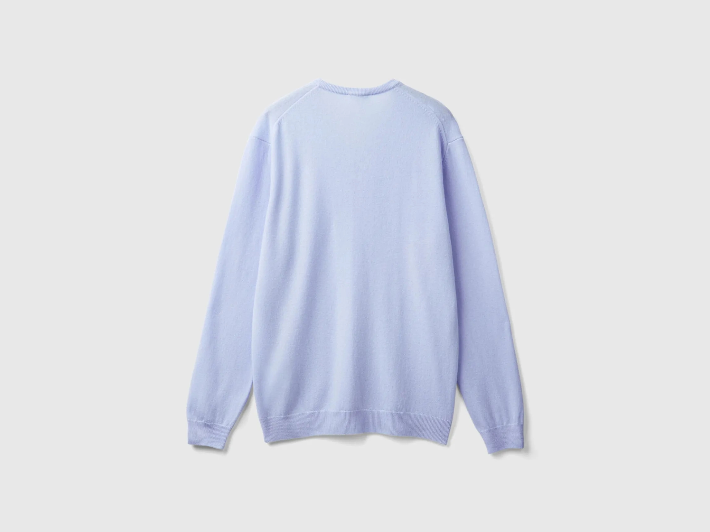Ocean blue V-neck sweater pure Merino wool