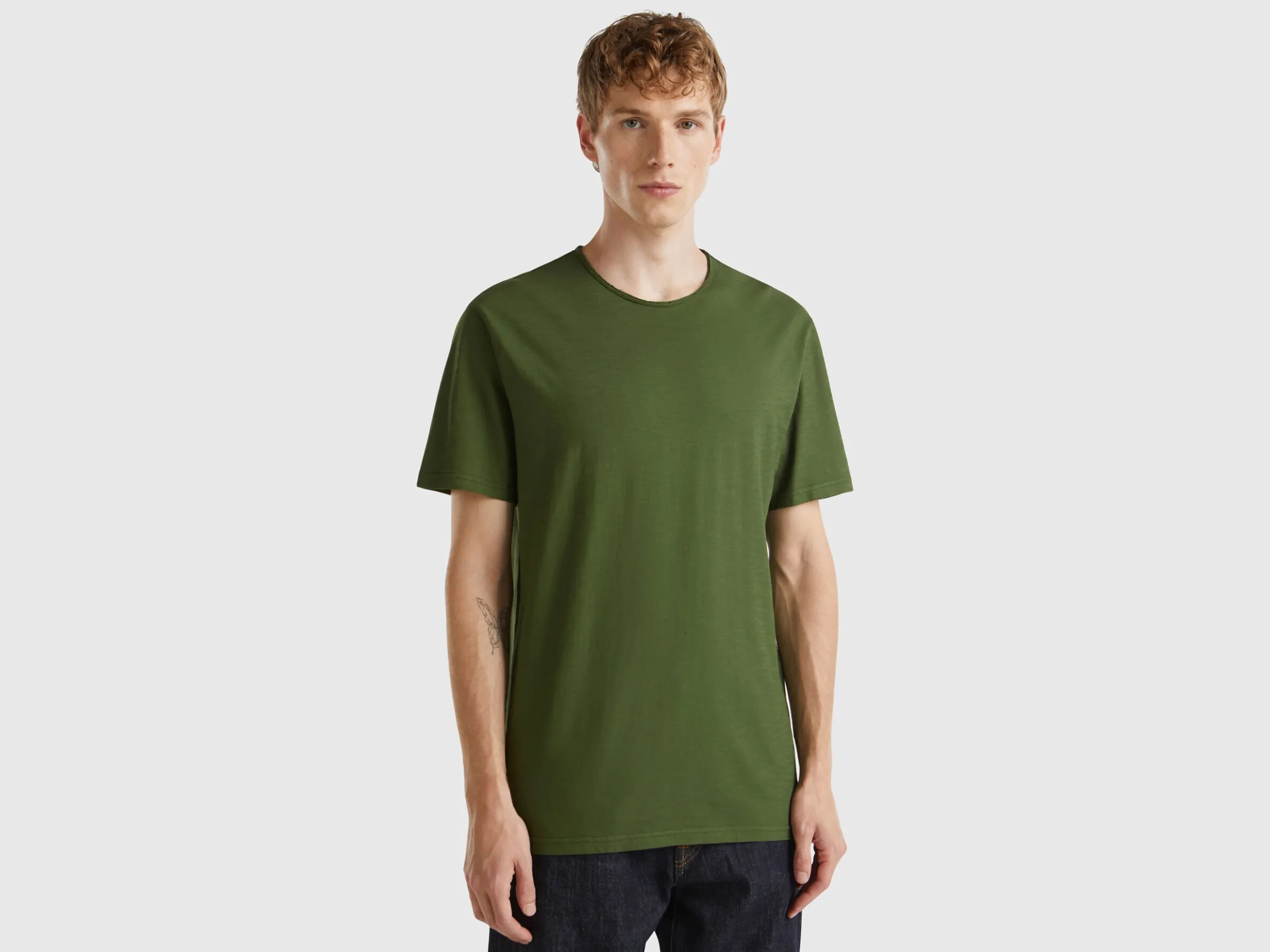 Olive green slub cotton t-shirt