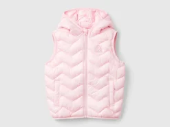 Padded vest in 3D wadding with hood