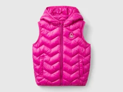 Padded vest in 3D wadding with hood