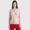 Pastel pink cardigan in wool and cashmere blend