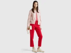 Pastel pink cardigan in wool and cashmere blend