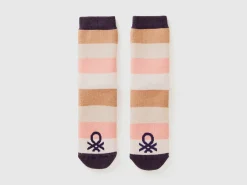 Pink and beige non-slip socks