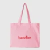 Pink tote bag in pure cotton