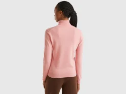 Pink turtleneck sweater in pure Merino wool