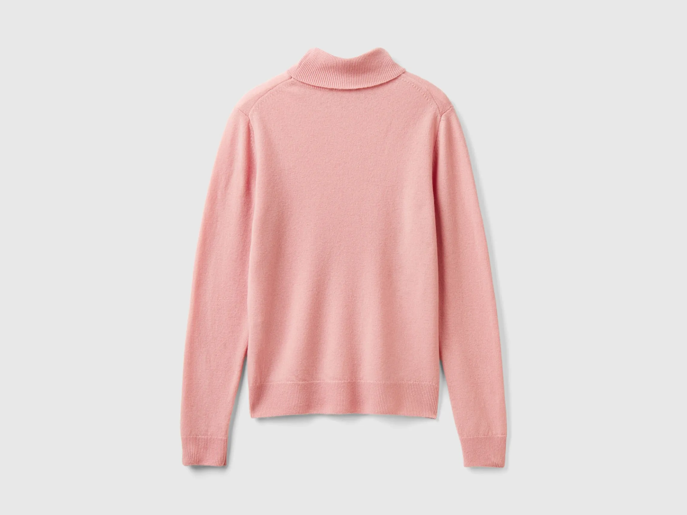 Pink turtleneck sweater in pure Merino wool