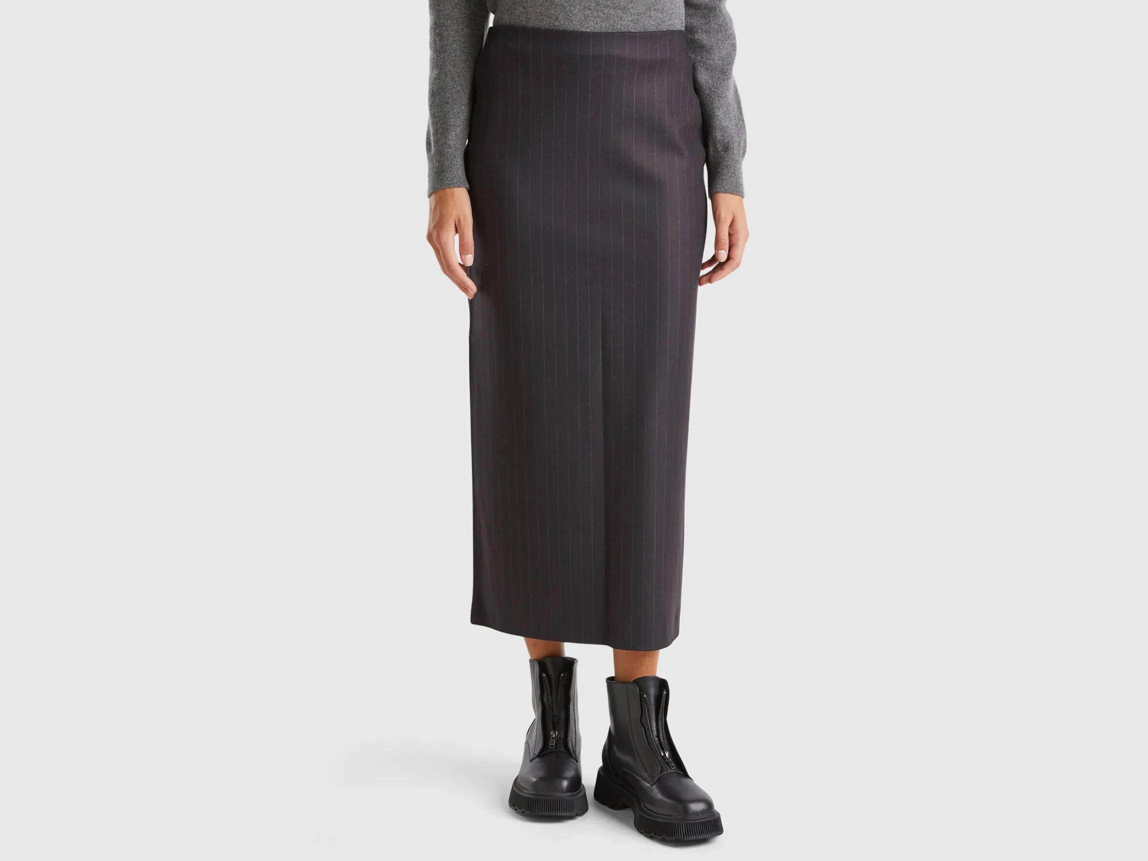 Pinstripe midi skirt