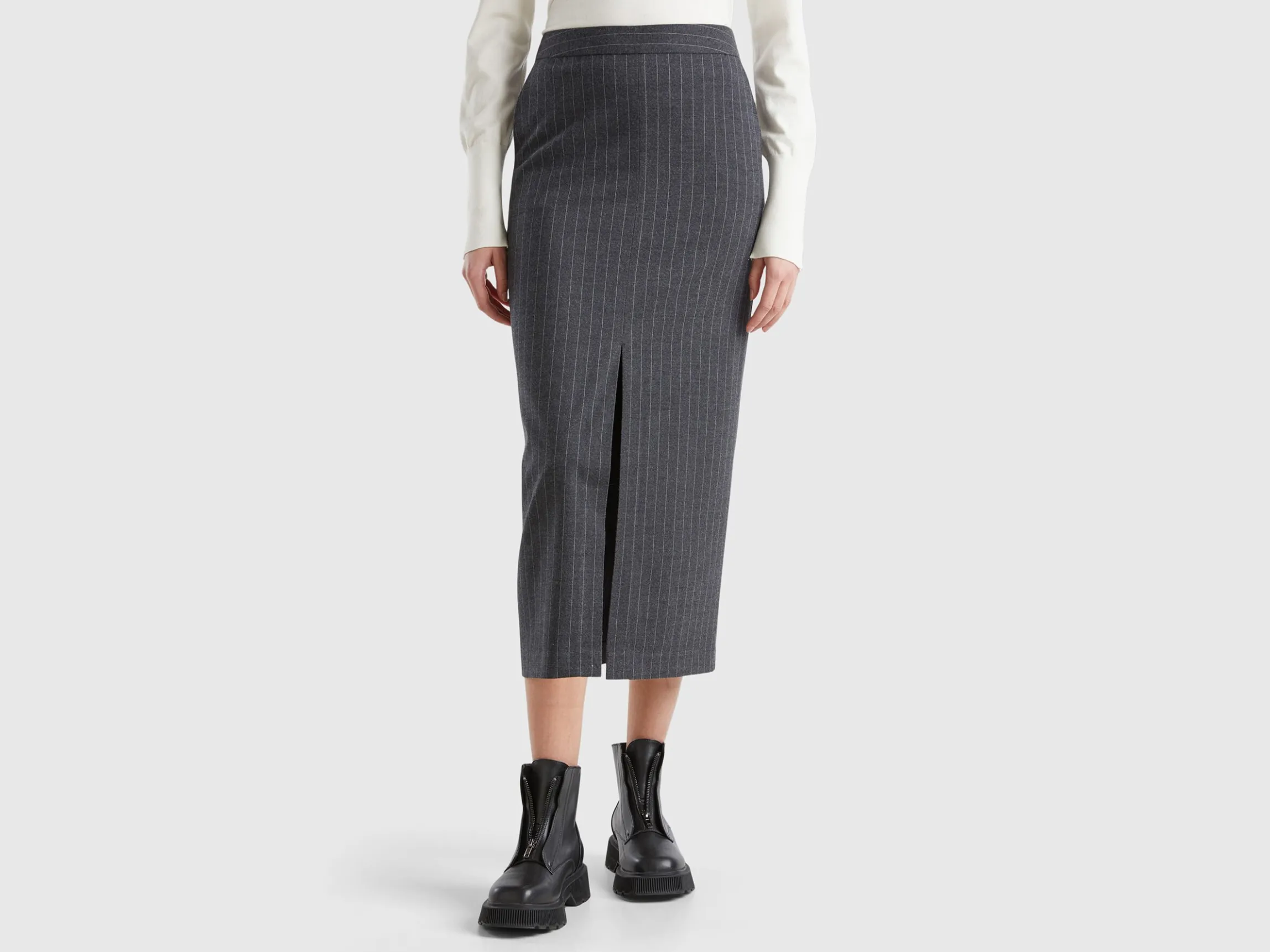 Pinstripe midi skirt