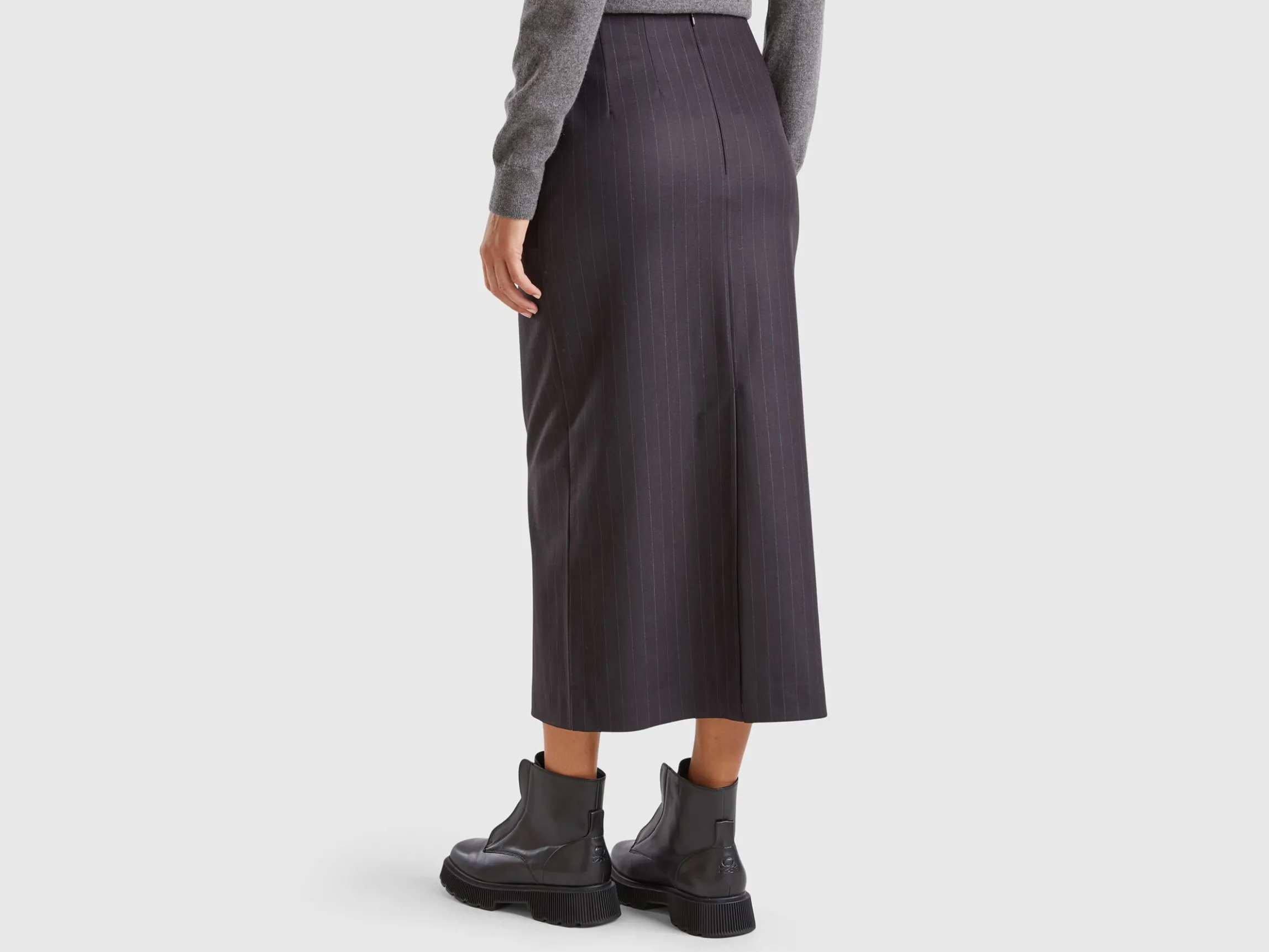 Pinstripe midi skirt