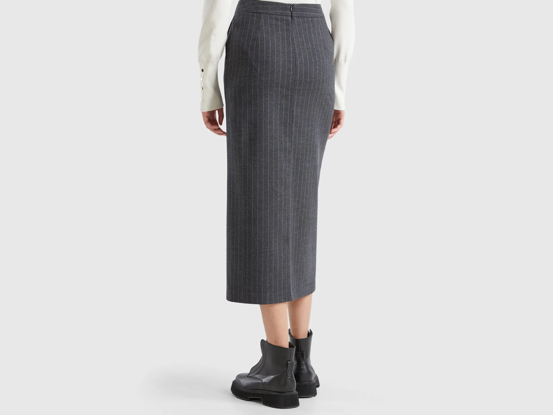 Pinstripe midi skirt