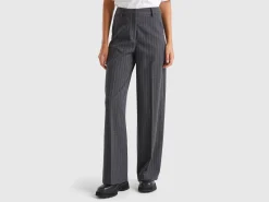 Pinstripe trousers with wide leg