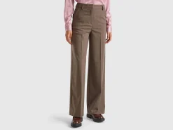 Pinstripe trousers with wide leg