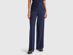 Pinstripe trousers with wide leg