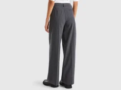 Pinstripe trousers with wide leg