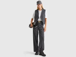 Pinstripe trousers with wide leg