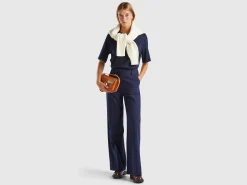 Pinstripe trousers with wide leg