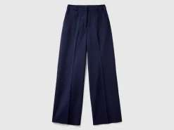 Pinstripe trousers with wide leg