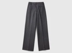 Pinstripe trousers with wide leg