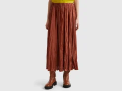 Pleated satin skirt