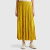 Pleated satin skirt