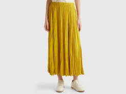 Pleated satin skirt