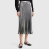 Pleated satin skirt
