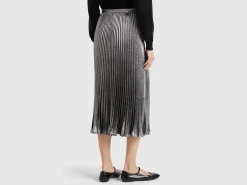 Pleated satin skirt