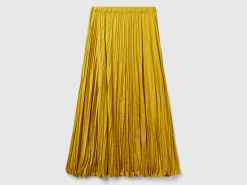 Pleated satin skirt